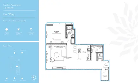 Serenia Residences: Floor plan East Wing 1 Bedroom L-G T-5, 1,076 sq ft