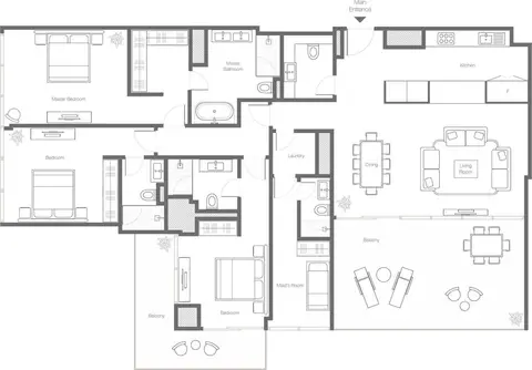 Banyan Tree Residences: Floor plan 3 Bedroom Type 3C, Size 2409 Sq Ft, 2,409 sq ft