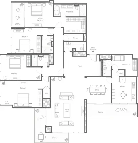 Banyan Tree Residences: Floor plan Penthouse Type 4B, Size 3129 Sq Ft, 3,129 sq ft
