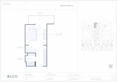 Azizi Montrell: Floor plan Unit 117, 419 sq ft