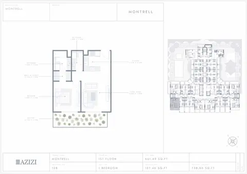 Azizi Montrell: Floor plan Unit 128, 739 sq ft