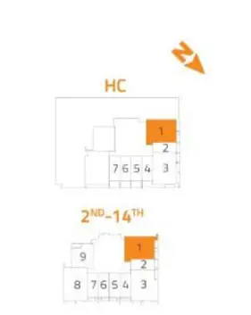 Milano Boutique Suites: Floor plan 2- Bedroom Type 1, 1,195 sq ft