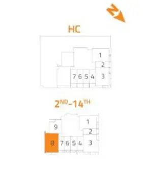 Milano Boutique Suites: Floor plan 2- Bedroom Type 2, 1,195 sq ft