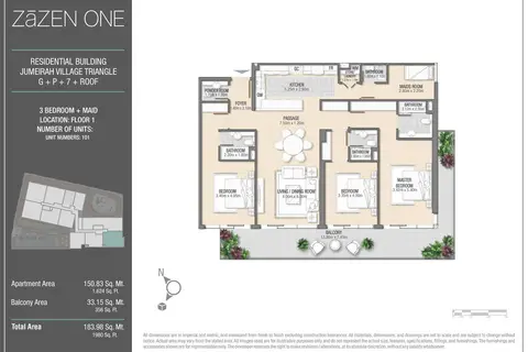 ZaZEN One at JVT: Floor plan Floor 1, Unit Number 101, 1,980 sq ft