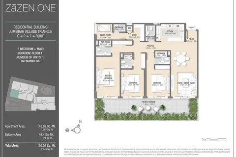 ZaZEN One at JVT: Floor plan Floor 1, Units 1, Unit Number 106, 2,045 sq ft