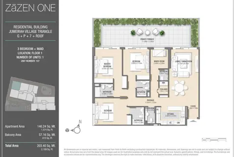 ZaZEN One at JVT: Floor plan Floor 1, Units 1, Unit Number 107, 2,189 sq ft