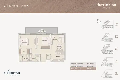 Harrington House: Floor plan Type C, 1,004 sq ft