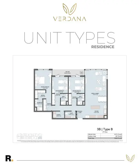 Verdana Phase 6: Type B, 1,569 sq ft 户型图
