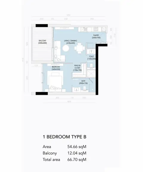 Imperial Residence Dubai: फ़्लोर प्लान Type B, 67 sq ft