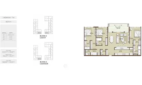 Grenland Residences: Floor plan 3 Bedroom Type 1B-BLOCK-A Size 1806.94-sq.ft, 1,807 sq ft