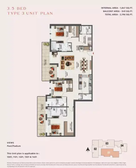 Sunvale: Floor plan Type 3, 2,196 sq ft