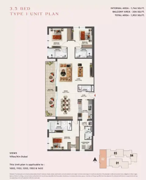 Sunvale: Floor plan Type 1, 1,952 sq ft
