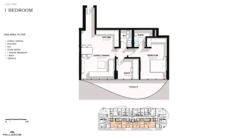 Coralis Residences: Type 2, 796 sq ft 户型图