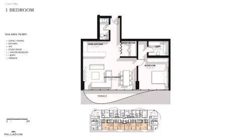 Coralis Residences: Type 1, 839 sq ft 户型图