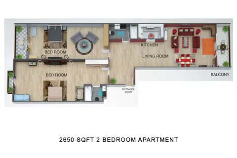 Uniestate Prime Tower: Floor plan 2 Bedroom Apartment, Size 2650 sq ft, 2,650 sq ft