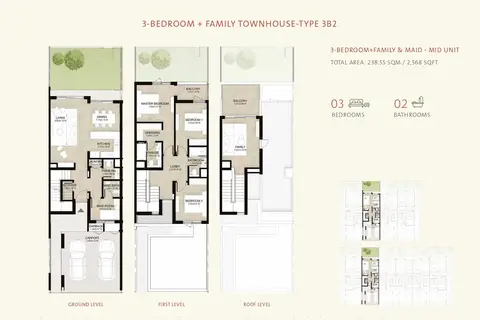 Mudon Al Ranim: Floor plan Type 3B2, 2,568 sq ft