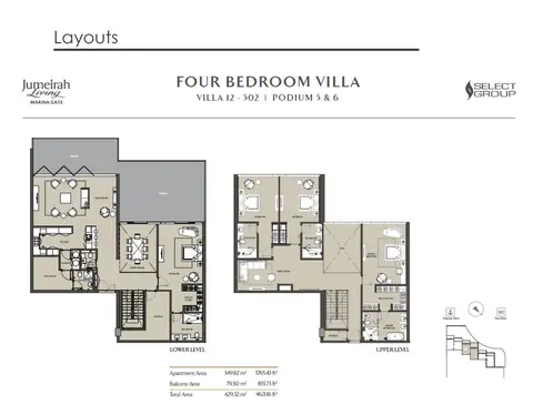 Jumeirah Living Marina Gate: Plattegrond 4 Bedroom Villa, Type 12, Size 4621 sq ft, 4,621 sq ft