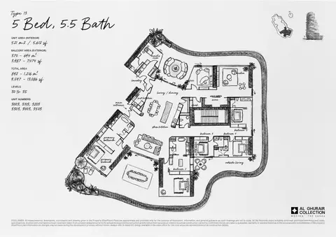 Wedyan at Business Bay: Планировка Unit 3003-3503 (Type 13), 13,086 sq ft