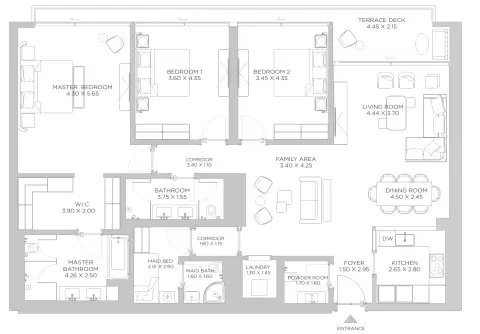 Rixos Beach Residences Phase 2: Floor plan Type A4 Level 04 Unit 05, 2,024 sq ft