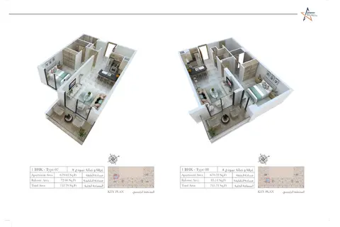 Rigel Apartments: Floor plan 1 Bedroom- Type 07-08, Size 752 Sq Ft, 752 sq ft