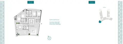 Seven Palm Residences: Floor plan North Penthouse, Size 3363 sq ft, 3,363 sq ft