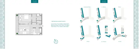 Seven Palm Residences: Floor plan 1 Bedroom Apartments, Size 946 sq ft, 946 sq ft