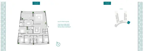 Seven Palm Residences: Floor plan South Penthouse, Size 3505 sq ft, 3,505 sq ft