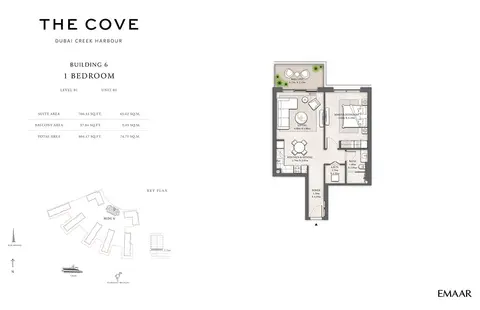 The Cove 2 Creek Harbour: फ़्लोर प्लान Level 01, Unit 01, 804 sq ft