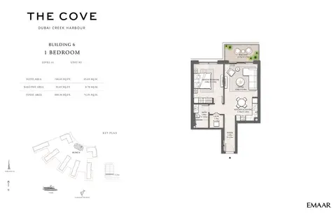 The Cove 2 Creek Harbour: फ़्लोर प्लान Level 01, Unit 02, 800 sq ft