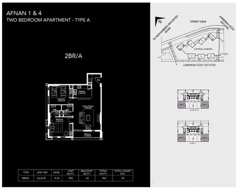 Afnan: Floor plan 2-Bedroom-Apartment,Type-A