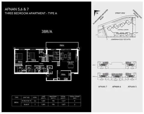 Afnan: Floor plan 3-Bedroom-Apartment,Type-A