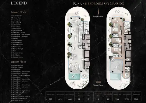 ذا رينجز في قناة دبي المائية: مخطط الطابق P2-A Lower & Upper Floor, 12,572 sq ft