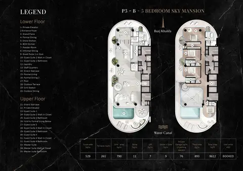 ذا رينجز في قناة دبي المائية: مخطط الطابق P3-B Lower & Upper Floor, 9,612 sq ft