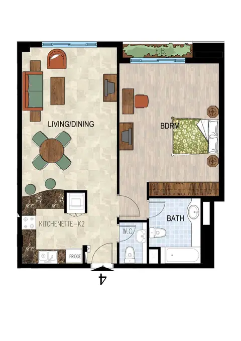 بروفايل ريزيدنسز: مخطط الطابق Ground Floor, 1 Bedroom Apartment Type 2
