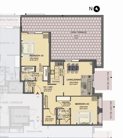 Eagle Heights: Floor plan 2 Bedroom Apartment