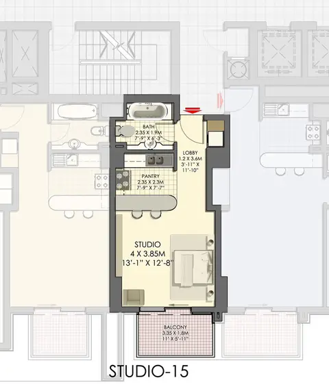 Eagle Heights: Floor plan Studio Type 15