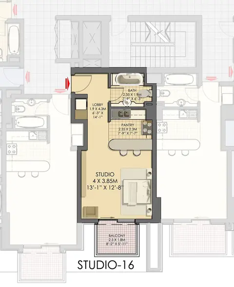 Eagle Heights: Floor plan Studio Type 16