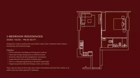 Noble Crest: Floor plan Type 1, 880 sq ft