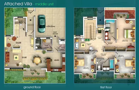 Gallery Villas: Floor plan 3 Bedroom Townhouse Middle Unit Floor plan