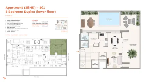 بي جي ون في الفرجان: مخطط الطابق Unit 101 Lower Level, 2,820 sq ft