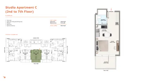 بي جي ون في الفرجان: مخطط الطابق 2nd to 7th Level, 394 sq ft