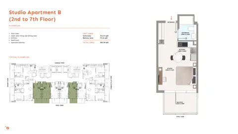 بي جي ون في الفرجان: مخطط الطابق 2nd to 7th Level, 386 sq ft