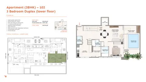 بي جي ون في الفرجان: مخطط الطابق Unit 102 Lower Level, 2,198 sq ft