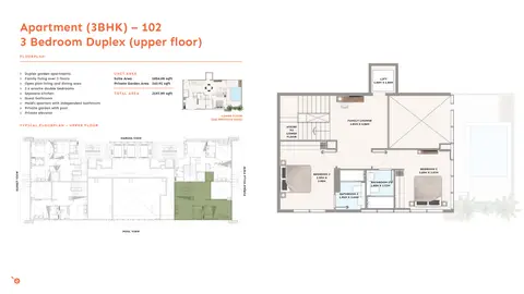 بي جي ون في الفرجان: مخطط الطابق Unit 102 Upper Level, 2,198 sq ft