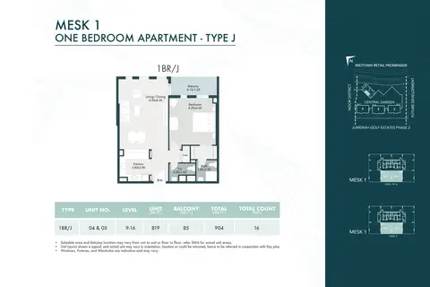 Midtown Mesk: Floor plan Type J, 904 sq ft