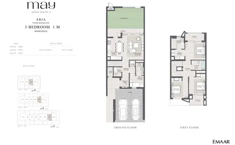 May at Arabian Ranches 3: Plan 3 Bedroom - 1M, 1,989 sq ft