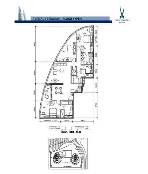 بارك تاورز: مخطط الطابق TYPE G, M-B (3602)