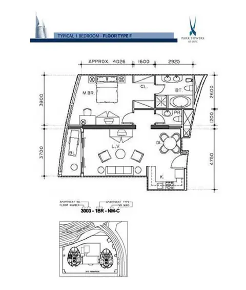 Park Towers: Plan TYPE F, NM-C (3003)