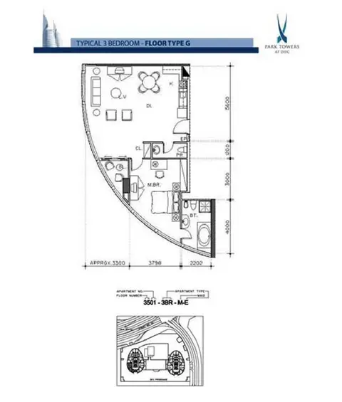 Park Towers: Plan TYPE G, M-E (3501)