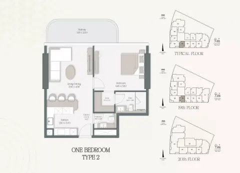 The Caden: Планировка Type 305, 783 sq ft